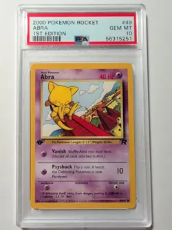 2000 Pokemon Rocket Abra 1st Edition PSA 10 - Image 1
