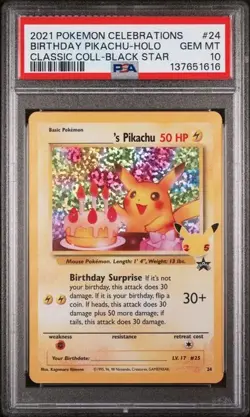 2021 POKEMON CELEBRATIONS CLASSIC COLLECTION #24 BIRTHDAY PIKACHU-HOLO PSA 10 - Image 1