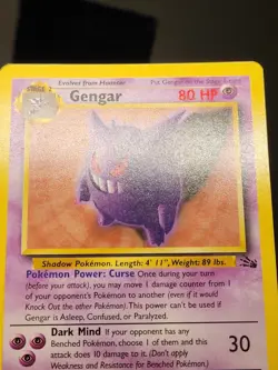 Gengar 20/62 Rare Fossil Pokemon Unlimited LP Vintage Rare Trade Tcg Collect Car - Image 3