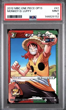 PSA 9 2012 MIRACLE BATTLE CARDDASS ONE PIECE OP13 MONKEY D. LUFFY 41 - Image 1