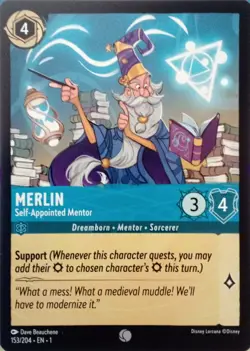 153/204 MERLIN SELF-APPOINTED MENTOR FIRST CHAPTER COMMON DISNEY LORCANA CARD - Image 1