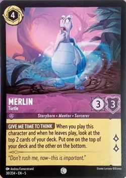 38/204 MERLIN TURTLE SHIMMERING SKIES COMMON DISNEY LORCANA CARD - Image 1