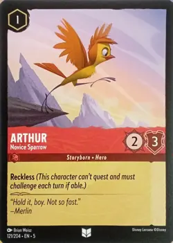 121/204 ARTHUR NOVICE SPARROW UNCOMMON DISNEY LORCANA CARD - Image 1