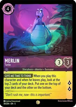 Disney Lorcana Merlin Turtle 38/204 Cold Foil Shimmering Skies Holo - Image 1