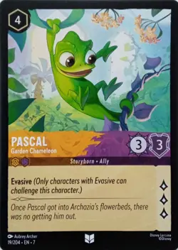 19/204 PASCAL GARDEN CHAMELEON EN7 UNCOMMON DISNEY LORCANA CARD - Image 1