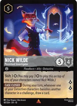 Nick Wilde Persistent Investigator 187/204 Whispers in the Well Disney Lorcana - Image 1