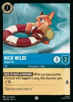 Nick Wilde - Soggy Fox Foil (148) Azurite Sea Disney Lorcana - Image 1