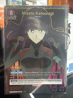 Bandai Union Arena Evangelion Misato Katsuragi Action Trigger Foil Card - Image 1