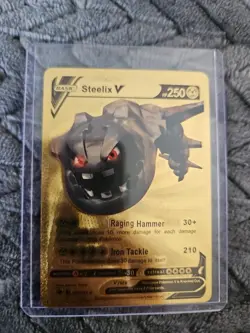Steelix V Gold Foil Fan Art Textured Collector Pokemon Card 175/185 - Image 1