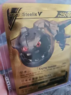 Steelix V Gold Foil Fan Art Textured Collector Pokemon Card 175/185 - Image 3