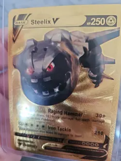 Steelix V Gold Foil Fan Art Textured Collector Pokemon Card 175/185 - Image 4