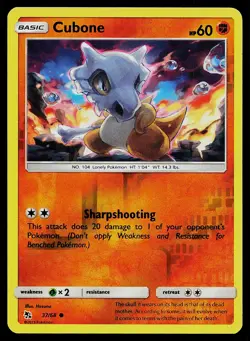 Pokemon Card Hidden Fates Cubone 37/68 Common Reverse Holo - Image 1
