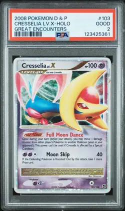 PSA 2 cresselia lv.x 103 holo great encounters DP 2008 Pokemon card - Image 1