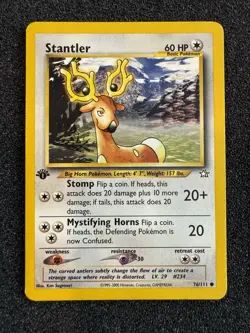 Stantler 1st Edition Common 76/111 Neo Genesis Pokemon TCG Card Played - Image 1