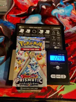 Pokemon Scarlet & Violet Prismatic Evolutions Sealed Booster Weighs 22.49 grams! - Image 1