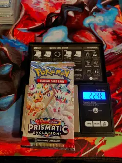 Pokemon Scarlet & Violet Prismatic Evolutions Sealed Booster Weighs 22.46 grams! - Image 1