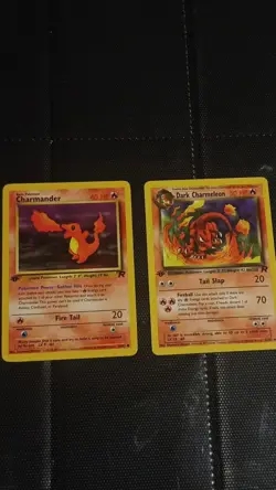 Pokemon TCG Charmander 50/82 & Dark Charmeleon 32/82 Team Rocket 1s Edition - Image 1