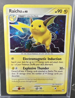 2007 Pokemon Raichu 15/123 Mysterious Treasures Holo Rare Diamond Pearl - Image 1