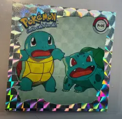 SQUIRTLE BULBASAUR 1999 POKEMON ARTBOX SERIES 1 Rare Silver Foil ANIME STICKER - Image 1