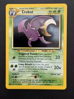 Pokemon Crobat Double Holo ERROR Neo Revelation 4/64 NM Holographic RARE - Image 2