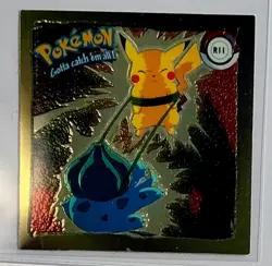 PIKACHU BULBASAUR 1999 POKEMON ARTBOX SERIES 1 Rare Gold Foil ANIME STICKER NM - Image 1