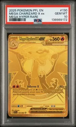 POKEMON MEGA CHARIZARD X ex 2025 PHANTASMAL FLAMES #130 MEGA HYPER RARE PSA 10 - Image 1