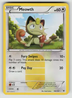 Meowth 102/101 Secret Rare Noble Victories Pokemon Holo LP - Image 1