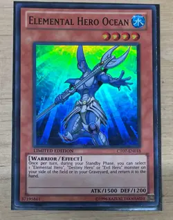 Yugioh- 1X Elemental Hero Ocean - Super - Limited - CT07-EN018 MP - Image 1