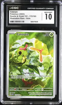 CGC 10 Caterpie 172/165 MEW EN-151 Illustration Rare Holo Pokemon Card - Image 1