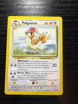 Pidgeotto 22/102 Rare 1999-2000 Base Set Pokemon Card - Image 1