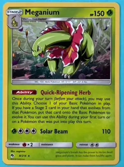 💥Meganium 8/214 Lost Thunder Holo Pokemon Card TCG - Image 1