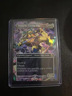 MTG Leonardo, Cutting Edge (Borderless) FOIL TMT 0211 Rare Legendary Creature - Image 1