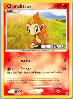 Pokemon TCG Chimchar Diamond & Pearl Reverse Holo Burger King Promos 076/130 LP - Image 1