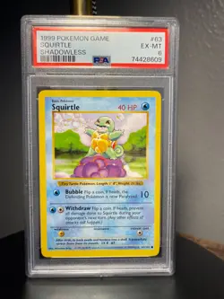 1999 Pokemon Squirtle 63/102 Shadowless Base Set COMMON PSA 6 - Image 1