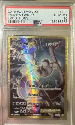 Pokemon XY Evolutions 2016 Full Art FA Mewtwo EX #103/108 PSA 10 - Image 1