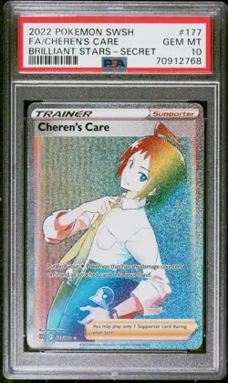 PSA 10 GEM MINT Cheren's Care 177/172 Brilliant Stars Secret Rare Holo Pokemon - Image 1