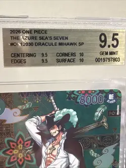 2026 ONE PIECE THE AZURE SEA'S SEVEN SP #OP12-030 DRACULE MIHAWK BGS 9.5 - Image 2