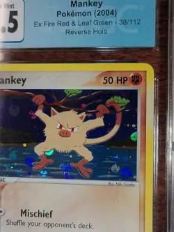CGC 10 Mankey Reverse Holo 38/112 Ex fire Red and Leaf Green Pokemon Card 2004 - Image 4