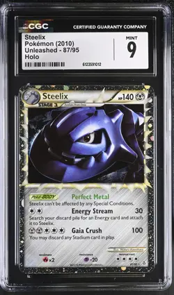 CGC 9 MINT Steelix 2010 Unleashed 87/95 Holo Pokemon Card - Image 1