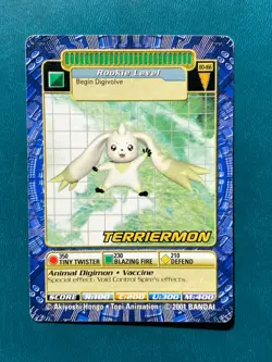 BO-166 Terriermon Digimon Card Digi-Battle Series 4 2001 Bandai MP - Image 1