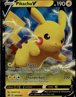 Pikachu V Promo SWSH: Sword & Shield Promo Cards SWSH061 Lightning Holo Pokemon - Image 1