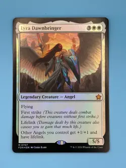 1x Lyra Dawnbringer FOIL Foundations White Angel Flying First Strike MTG Magic - Image 1