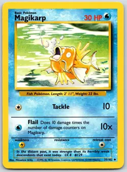 POKEMON BASE SET UNLIMITED MAGIKARP 35/102 UNCOMMON NM - Image 1