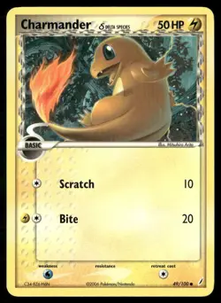 ✰ CHARMANDER Δ 49/100 COMMON CRYSTAL GUARDIANS POKEMON ✰ HP - Image 2