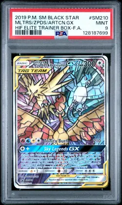 2019 POKEMON SM BLACK STAR PROMO FULL ART/MOLTRES & ZAPDOS & ARTICUNO GX PSA 9 - Image 1