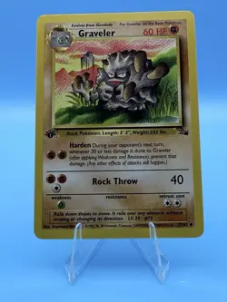 1999 Pokemon TCG Graveler #37/62 1st Edition Stage 1 Uncommon Fossil Set WOTC NM - Image 1