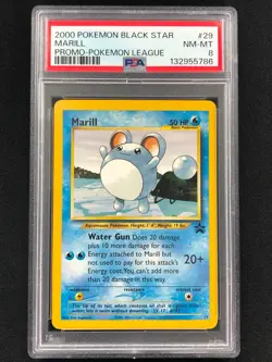Pokemon 2000 Marill Black Star League Promo 29 PSA 8 - Image 1
