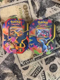 Mega Charizard X and Y Tins Sealed 2026 Set of 2 Pokemon TCG Phantasmal Flames - Image 1