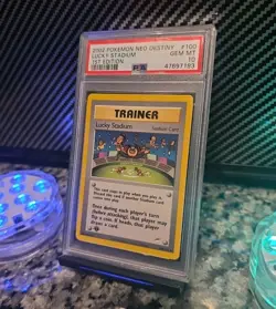 1st Edition Lucky Stadium PSA 10 GEM MINT #100 Neo Destiny POP 34 Pokemon 2002🔥 - Image 1