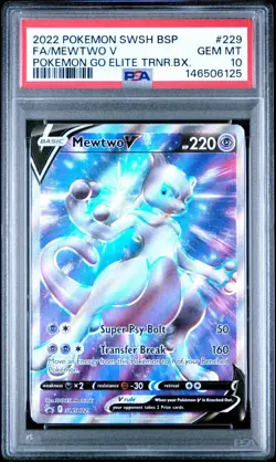 2022 Pokemon Go ETB Full Art MEWTWO V Black Star Promo #SWSH229 PSA 10 GEM MINT - Image 1